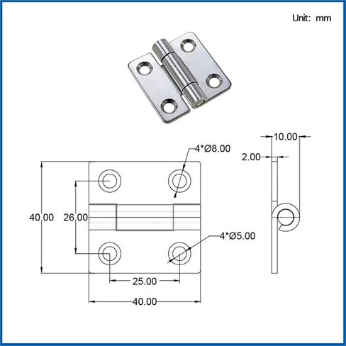 Stainless Steel 1.5 Inches 40 * Square Damping Stop Rotation Hinge 1Pcs(1.5N.m) in Saudi Arabia