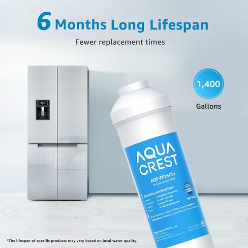 AQUACREST 5 Years Capacity - Inline Water Filter for Refrigerator with 1/4-Inch Direct Connect Fittings, Idea for Ice Maker, Refrigerator, Under Sink Reverse Osmosis System in Saudi Arabia