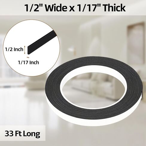1/2 Inch Wide 1/17 Inch Thick Weather Stripping Door Seal,Window Sealing Tape,Foam Insulation Tape,Single-Sided Self-Adhesive Foam Strips,33 Feet Long Black in Kuwait