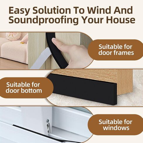 1/2 Inch Wide 1/17 Inch Thick Weather Stripping Door Seal,Window Sealing Tape,Foam Insulation Tape,Single-Sided Self-Adhesive Foam Strips,33 Feet Long Black in Kuwait