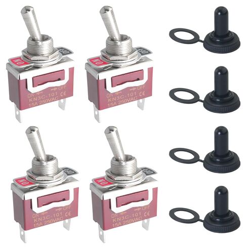 MEETOOT 4 Sets 12V Marine Automotive 2 Pin ON-Off Waterproof Toggle Switch KN3C-101 with Dust Cover in Saudi Arabia