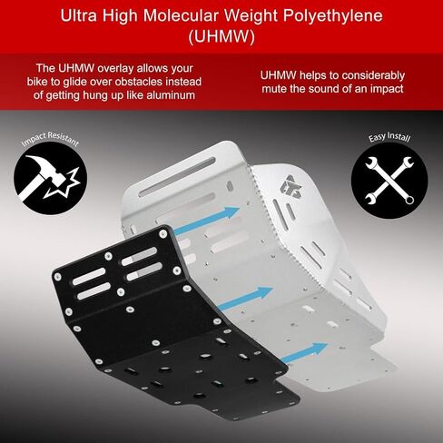 Tusk Quiet Glide Adventure Skid Plate Aluminum with UHMW Armor Silver Compatible with CF Moto Ibex 800 E/S/T 2023-2025 (Silver) in Saudi Arabia