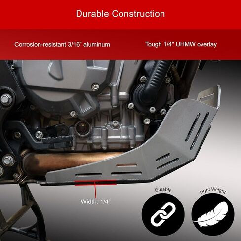 Tusk Quiet Glide Adventure Skid Plate Aluminum with UHMW Armor Silver Compatible with CF Moto Ibex 800 E/S/T 2023-2025 (Silver) in Saudi Arabia