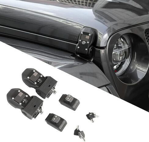 Black Hood Catch Locking Locking Locking Catch for Wrangler JL JLU Gladiator JT 2018-2024 in Kuwait