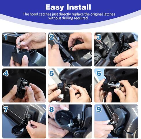 Black Hood Catch Locking Locking Locking Catch for Wrangler JL JLU Gladiator JT 2018-2024 in Kuwait