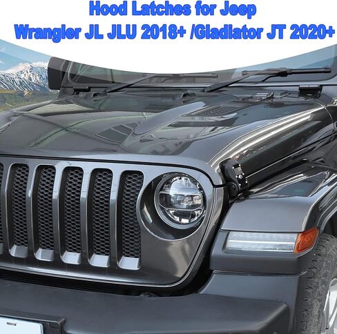 Black Hood Catch Locking Locking Locking Catch for Wrangler JL JLU Gladiator JT 2018-2024 in Kuwait
