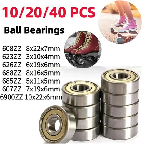 10/20/40pcs محامل الكرة 608zz 623zz 626zz 688zz 685zz 6900zz 6900zz Groove Miniature Bearings Presential for Skateboard (6900zz ، 20pcs) in Kuwait