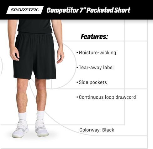Sport-Tek للجنسين Posicharge منافس 7 جيب قصيرة | رطوبة الفتل 7 "شورتات كرة السلة للرجال والنساء ، نوبة رياضية in Saudi Arabia