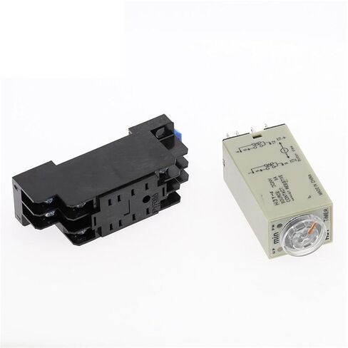 Power-on Delay Rotary DPDT 1S/5S/10S/30S/60S/3M/5M/10M/30M Timer Timing Time Relay AC/DC 24V H3Y-2 with Base Socket PYF08A 1Pcs(Voltage DC 24V,0-5 Minute) in Saudi Arabia