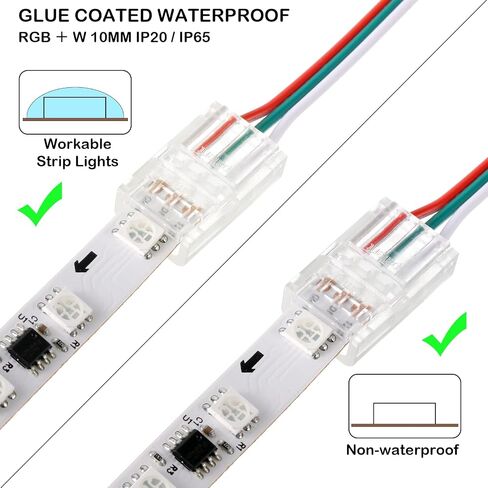 Flutesan 40 Pcs 3 Pin 10mm Solderless LED Light Strip Connectors Clear Track Lighting Connectors for 5050 RGB Strip Light in Saudi Arabia