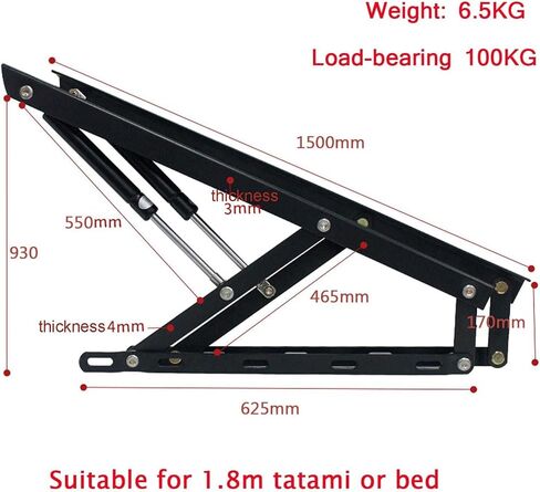 2 Pack Pneumatic Bed Lifting Mechanism for Heavy Bed Boxes Gas Springs Furniture Hinge Spring Hinges Folding Lift Up Spring Hinges in Kuwait