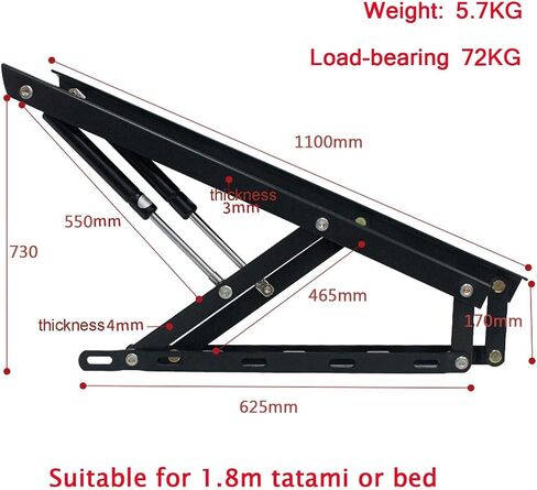 Pack of 2 Pneumatic Bed Lifting Mechanism for Heavy Bed Boxes Gas Springs Furniture Hinge Spring Hinges Folding Lift Up Spring Hinges in Saudi Arabia