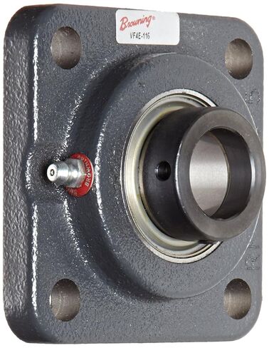 Browning VF4E-116 Intermediate-Duty Flange Unit, 4 Bolt, Eccentric Lock, Regreasable, Contact and Flinger Seal, Cast Iron, Inch, 1" Bore, 2-3/4" Bolt Hole Spacing Width, 4-7/8" Overall Width in Saudi Arabia