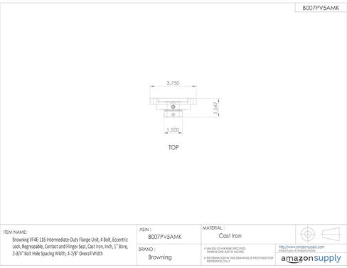 Browning VF4E-116 Intermediate-Duty Flange Unit, 4 Bolt, Eccentric Lock, Regreasable, Contact and Flinger Seal, Cast Iron, Inch, 1" Bore, 2-3/4" Bolt Hole Spacing Width, 4-7/8" Overall Width in Saudi Arabia