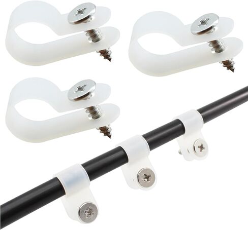 60 PCS 1/4 بوصة R-Type Clamp Clamp P-Style Mounting Clip مع مسامير لإدارة الأسلاك ، مقطع كابل نايلون أبيض in Kuwait
