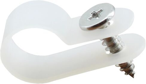 60 PCS 1/4 بوصة R-Type Clamp Clamp P-Style Mounting Clip مع مسامير لإدارة الأسلاك ، مقطع كابل نايلون أبيض in Kuwait