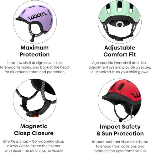 woom Ready Kids' Helmet, Adjustable Pinch-Free Children's Helmet with Reflective Details for Bicycle Riding, Roller Skating & Scooting, for Boys & Girls (Ages 1-14) in Kuwait