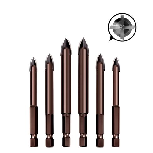 Cross Cross Hex Tile Bits 4 Lades Tip Spear Drill Bit 3/4/5/6/8/10/12mm 1pcs (اللون: 8 مم) in Kuwait