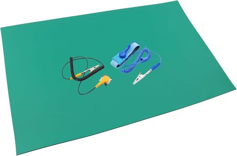 MEETOOT Temperature Resistant Anti Static Desk Mat Rubber Soldering Mat Grounding Wire Workbench Assembly Line Repair Mat for Circuit Boards Phone PC Tablet PC Repair Grounding Mat in Saudi Arabia