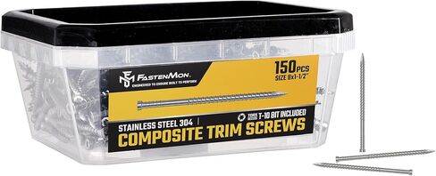 Composite Trim Screws, #8 x 2-1/2" Stainless Steel 304, 150pcs, Hidden Fastener for PVC & Wood, Outdoor Deck, & Exterior, Rust-Resistant, T-10 Star Drive, 1.1lbs in Saudi Arabia