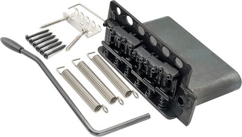 Wilkinson WV6-SB 54mm 5+1 HoleTremolo Bridge Vintage Steel Saddles with Full Steel Block for Fender USA and Japan Strat Style Electric Guitar, Black in Saudi Arabia