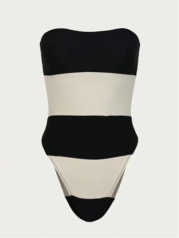 Wdirara Women's One Piece Block Block Swimsuit Swimsuit عالي القطع بدلة السباحة in Kuwait
