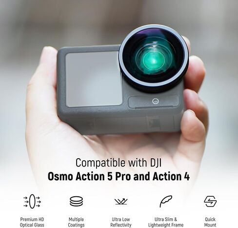 عدسة Macro Neewer متوافقة مع DJI Osmo Action 5 Pro/4 Action Camera ، تكبير 2x ، عناصران في مجموعة واحدة ، مسافة بؤرية 3-4 سم ، إكسسوارات التصوير الفوتوغرافي عن قرب ، وليس مقاومة للماء ، LS-68 in Kuwait