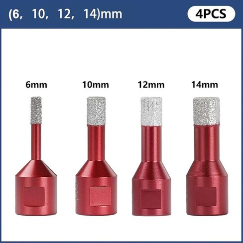 فتحة فتحة ثقب Brazed Hole M14 Brith Core Prill for Angle Grinder Drilling 6-80mm Diamond Hole Saw 4pcs (Color: 4pcs set 6-12mm) in Kuwait
