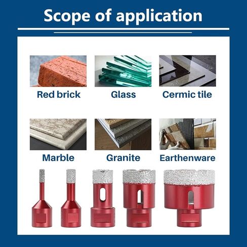 فتحة فتحة ثقب Brazed Hole M14 Brith Core Prill for Angle Grinder Drilling 6-80mm Diamond Hole Saw 4pcs (Color: 4pcs set 6-12mm) in Kuwait