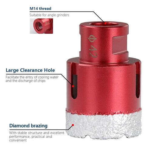 فتحة فتحة ثقب Brazed Hole M14 Brith Core Prill for Angle Grinder Drilling 6-80mm Diamond Hole Saw 4pcs (Color: 4pcs set 6-12mm) in Kuwait