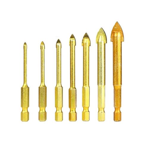 قطع الحفر الزجاجية كربيد 1 مجموعة من سداسي سداسي سداق أدوات الطاقة المغلفة من التيتانيوم إكسسوارات الحائط الحائط ثقب زجاج in Kuwait