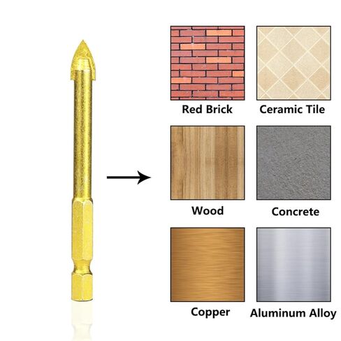 قطع الحفر الزجاجية كربيد 1 مجموعة من سداسي سداسي سداق أدوات الطاقة المغلفة من التيتانيوم إكسسوارات الحائط الحائط ثقب زجاج in Kuwait