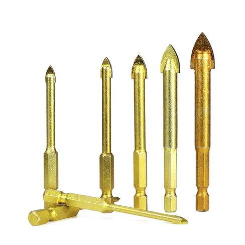 قطع الحفر الزجاجية كربيد 1 مجموعة من سداسي سداسي سداق أدوات الطاقة المغلفة من التيتانيوم إكسسوارات الحائط الحائط ثقب زجاج in Kuwait