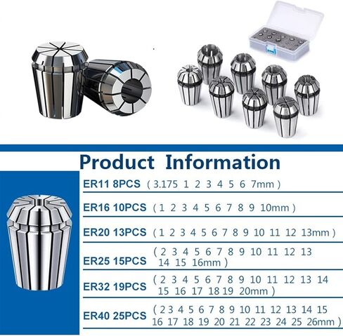 مستوى الربيع كوليت تشاك مجموعة ER11 ER16 ER20 ER25 ER32 ER40 Spring Chuck لطحن مخرطة 1SET (الحجم: 15pcs ER25) in Kuwait