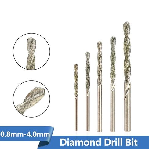 مثقاب مثلي المغطى بالماس 0.8 مم-4.0 مم Micro HSS تويست تويست لتثبيت الحجر الحجر الحجر الحجر حفرة 10pcs in Kuwait