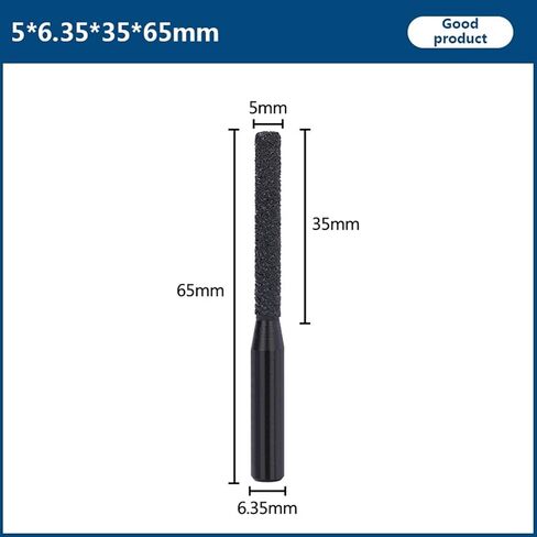 قاطع طحن شانك مستقيمة بلازتي الماس لبلاغات الماس لآلة تشذيب البلاط الخزفية الحجرية الكوارتز 1pcs (الحجم: 7x6.35x35x65 ord) in Kuwait