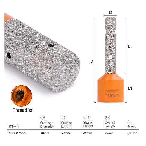 بتة إصبع الماس بتة طحن بتنسيق ثقب الطحن DIA 6-30 مم مع خيط 5/8-11 لـ Tile Stone Confertop 1PCS (اللون: 50 × 30 × 65 × 15) in Kuwait