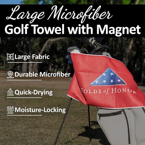 Golf Towel with Magnet, Metal Clip and Brush - Large, Microfiber Magnetic Towel for Golf Bags, Brush to Keep Your Golfing Gear - Clean Folds of Honor in Saudi Arabia