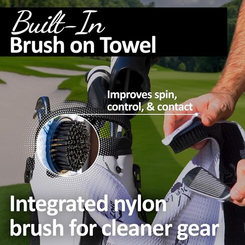 Golf Towel with Magnet, Metal Clip and Brush - Large, Microfiber Magnetic Towel for Golf Bags, Brush to Keep Your Golfing Gear - Clean Folds of Honor in Saudi Arabia