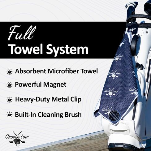 Golf Towel with Magnet, Metal Clip and Brush - Large, Microfiber Magnetic Towel for Golf Bags, Brush to Keep Your Golfing Gear - Clean Folds of Honor in Saudi Arabia
