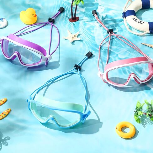 4 PCS Kids Swim Anti Fog Goggles Quick اضبط لا توجد نظارات رؤية عريضة تسرب مع مقاطع الأذن مقاطع الأنف in Kuwait