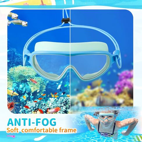 4 PCS Kids Swim Anti Fog Goggles Quick اضبط لا توجد نظارات رؤية عريضة تسرب مع مقاطع الأذن مقاطع الأنف in Kuwait