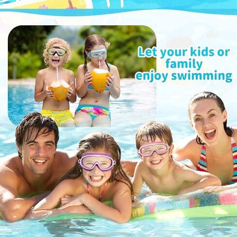 4 PCS Kids Swim Anti Fog Goggles Quick اضبط لا توجد نظارات رؤية عريضة تسرب مع مقاطع الأذن مقاطع الأنف in Kuwait