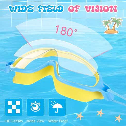4 PCS Kids Swim Anti Fog Goggles Quick اضبط لا توجد نظارات رؤية عريضة تسرب مع مقاطع الأذن مقاطع الأنف in Saudi Arabia