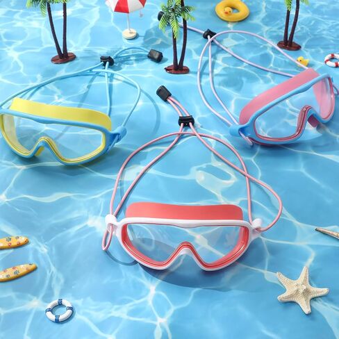 4 PCS Kids Swim Anti Fog Goggles Quick اضبط لا توجد نظارات رؤية عريضة تسرب مع مقاطع الأذن مقاطع الأنف in Saudi Arabia