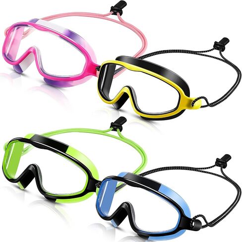4 PCS Kids Swim Anti Fog Goggles Quick اضبط لا توجد نظارات رؤية عريضة تسرب مع مقاطع الأذن مقاطع الأنف in Kuwait