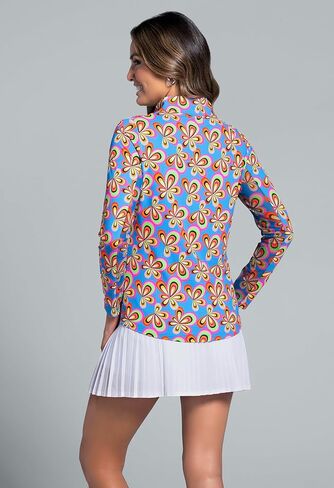 Ibkul athleisure ارتداء أشعة الشمس واقية upf 50+ تبريد الجليد arya طباعة الأكمام الطويلة أعلى الرقبة. in Kuwait