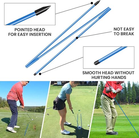 Golf Alignment Stick Training Aid Foldable Rods 2 Sticks with Cover, Practice Aid for Aiming Putting Swing Trainer Posture Corrector Indoor Outdoor in Saudi Arabia