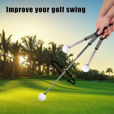 Retractable Golf Swing Training Aid, Portable Golf Grip Click Stick Trainer with Storage Bag Ideal Accessories for Indoor Practice Warm-Up Tempo Chipping Hitting Training(Black) in Saudi Arabia