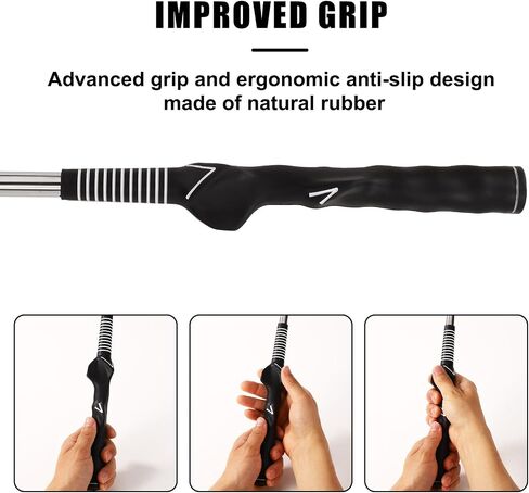 Retractable Golf Swing Training Aid, Portable Golf Grip Click Stick Trainer with Storage Bag Ideal Accessories for Indoor Practice Warm-Up Tempo Chipping Hitting Training(Black) in Saudi Arabia